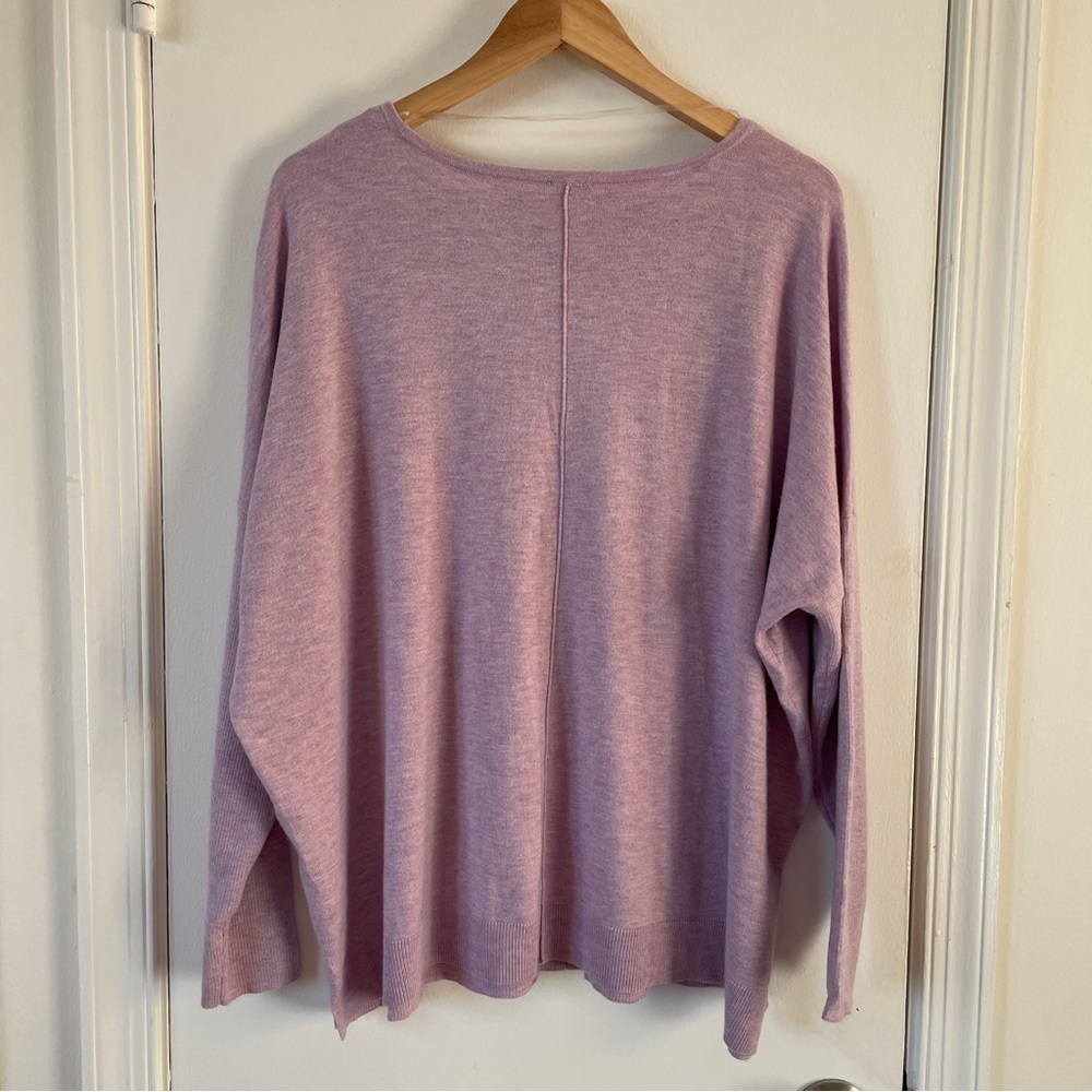 Chico’s Center Seam Lavender Pastel Spring Cotton Cashmere Blend Sweater 3 XL - Picture 3 of 6